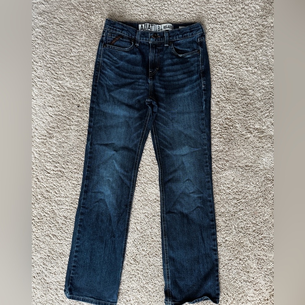 Ariat Boys Dark Blue Relaxed Jeans Sz 16 adjustable waistband elastics